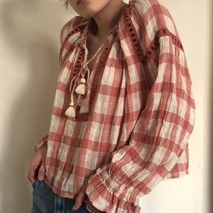 Free People Honey Grove Plaid Top